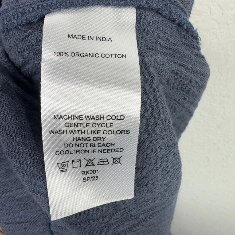 Quince Pants Womens XL Blue Indigo Organic Gauze Straight Leg Minimalist Coastal